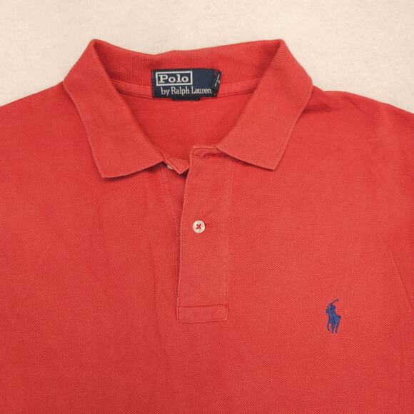 Polo by Ralph Lauren Collared Short Sleeve Polo Shirt Mens Size Large L Salmon - Picture 1 of 9